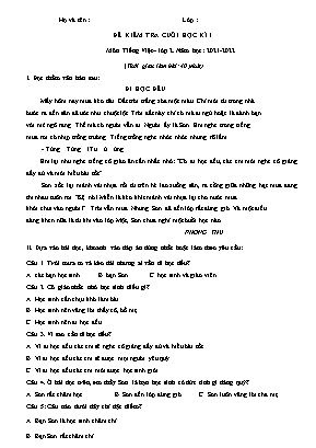 Đề kiểm tra cuối học kì I môn Tiếng Việt Lớp 2 (Cánh diều) - Năm học 2021-2022 - Đề 4 (Có đáp án)